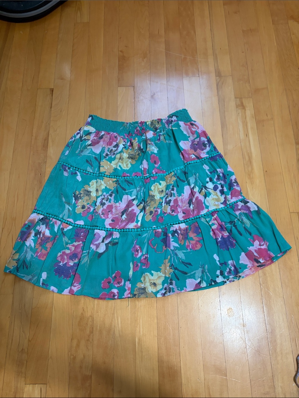 Ricki's Teal Floral Tiered Skater Skirt